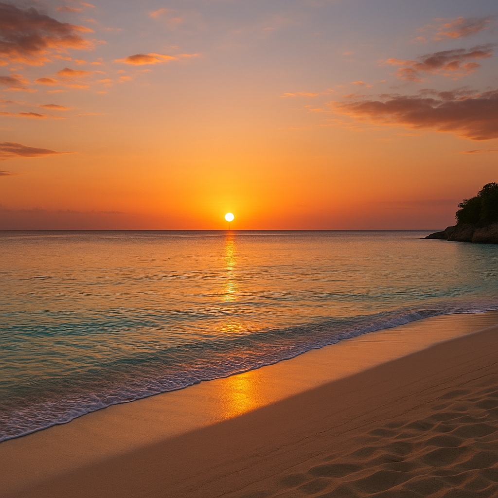Sunset in Jamaica at Doctor’s Cave Beach, a hidden gem among sunset spots in Jamaica.