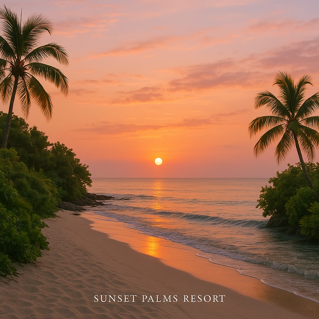Quiet sunset in Jamaica at Sunset Palms Resort, an intimate sunset spot in Jamaica.