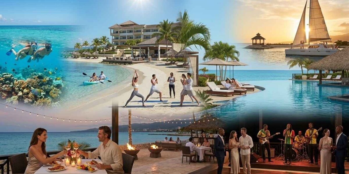 Secrets Wild Orchid Montego Bay entertainment and activities including kayaking, snorkeling, and live music.