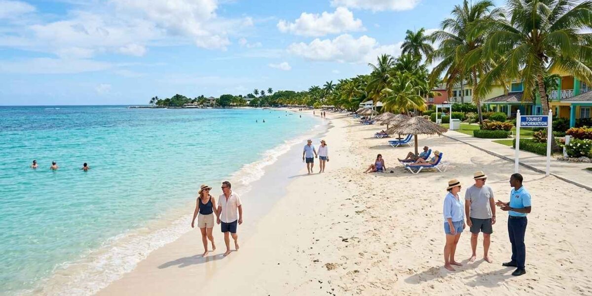 Is Negril Jamaica Safe? Tourists enjoying a secure beach and resort area in Negril, Jamaica