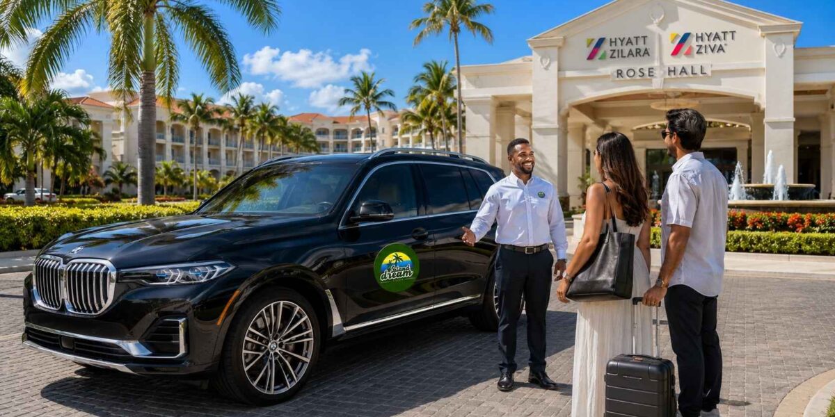 Island Dream Tour BMW SUV airport transfer to Hyatt Zilara and Hyatt Ziva Rose Hall in Montego Bay, Jamaica.
