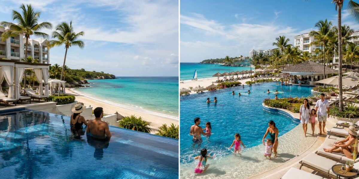 Hyatt Zilara vs Hyatt Ziva Rose Hall beach and pool comparison with Caribbean ocean views in Montego Bay, Jamaica.