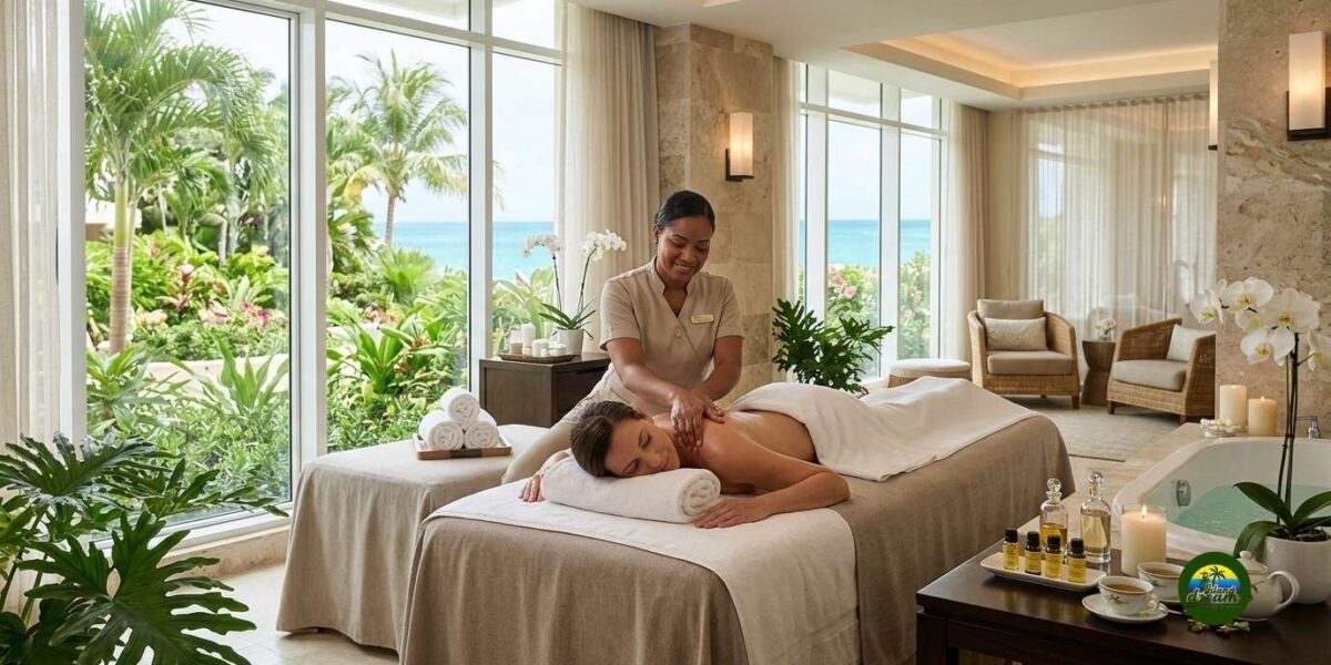 Jewel Grande Montego Bay Resort spa with luxury massage treatment, wellness facilities, and relaxing Caribbean atmosphere.